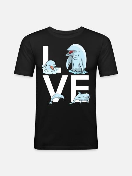 Dolphin Love - Men's Slim Fit T-Shirt - black