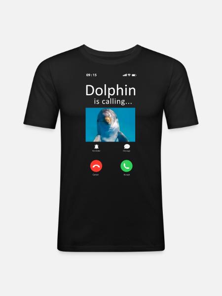 Dolphin Phone Display Dolphin Is - Men's Slim Fit T-Shirt - black