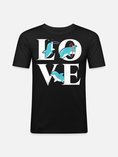 Dolphin Love - Men's Slim Fit T-Shirt - black
