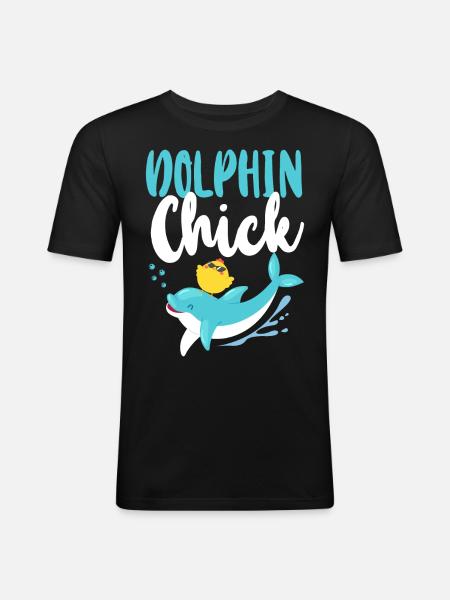 Dolphin Chicken Dolphin Chick - Men's Slim Fit T-Shirt - black