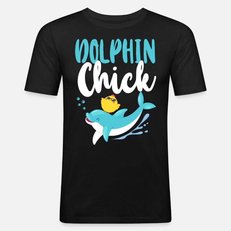 Dolphin Chicken Dolphin Chick - Männer Slim Fit T-Shirt - Schwarz