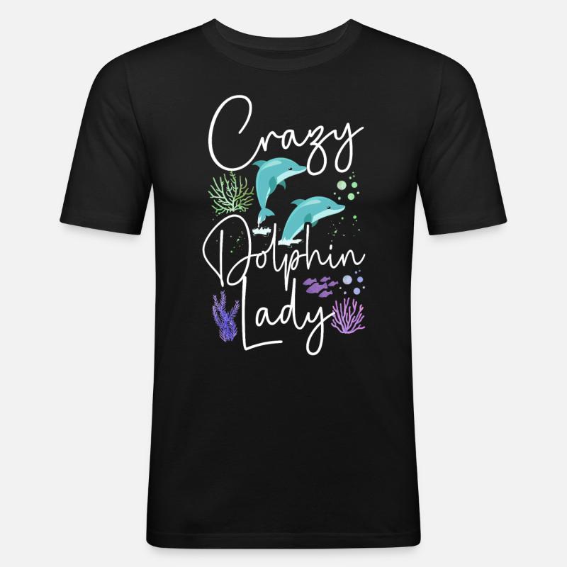 Dolphin Crazy Dolphin Lady - Männer Slim Fit T-Shirt - Schwarz