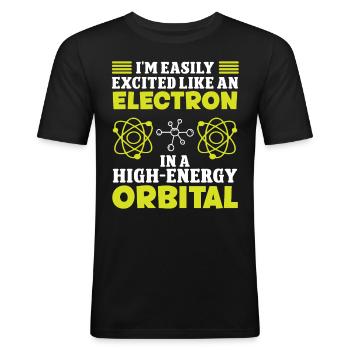 Chemiker Excited Like An Electron Chemie Chemikant - Männer Slim Fit T-Shirt - Schwarz - Vorne - Nik (191cm)