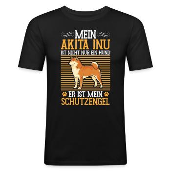 Akita Inu nicht nur Hund japanischer Akita Inu - Männer Slim Fit T-Shirt - Schwarz - Vorne - Nik (191cm)