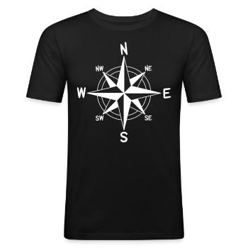 Wind Rose Compass Adventurousness - Men's Slim Fit T-Shirt - black - Front - Nik (191cm)