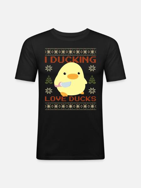 And med knivmeme - Jeg elsker ænder grim jul - Herre Slim Fit T-Shirt - sort