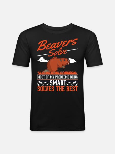 Biber Geschenk Biberdamm - Männer Slim Fit T-Shirt - Schwarz