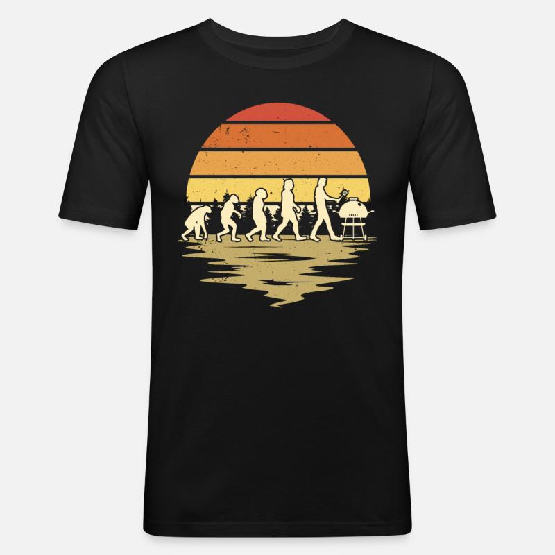Grill Evolution Bratwurst Grillen - Männer Slim Fit T-Shirt - Schwarz