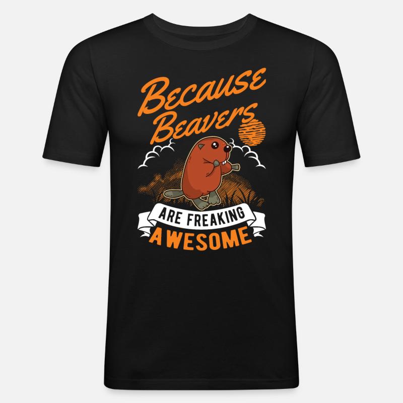 Biber Geschenk Biberdamm - Männer Slim Fit T-Shirt - Schwarz