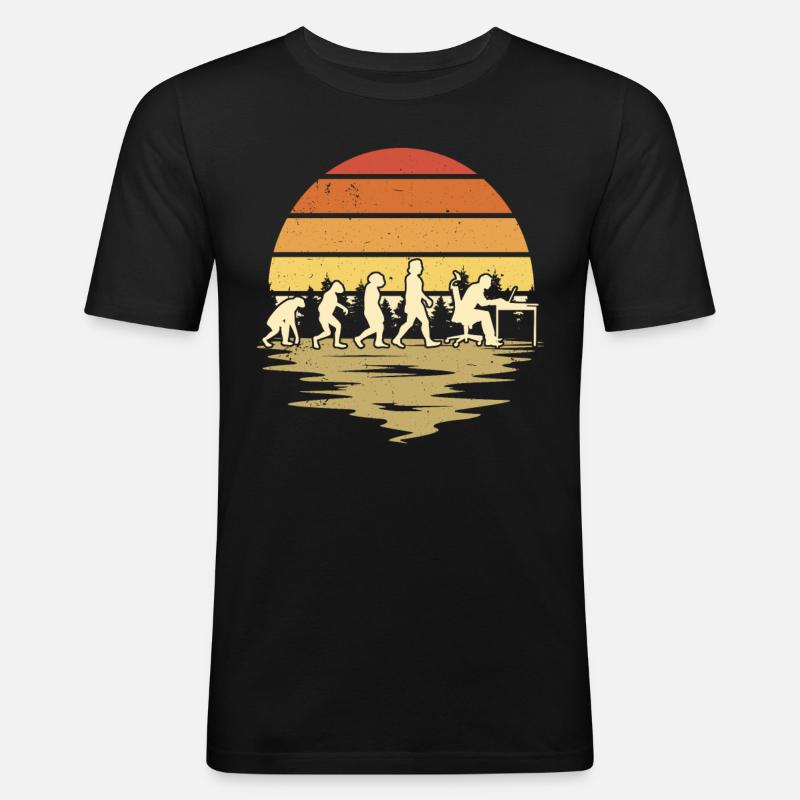 Informatiker Evolution Programmierer Nerd - Männer Slim Fit T-Shirt - Schwarz
