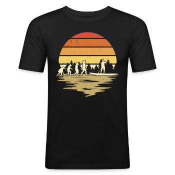 Stand Up Paddle Evolution SUP Board Paddling - Männer Slim Fit T-Shirt - Schwarz - Vorne - Nik (191cm)
