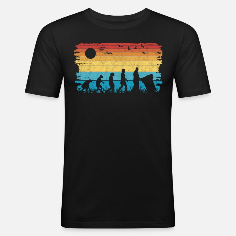 Müllmann Evolution Müllabfuhr Müllwagen - Männer Slim Fit T-Shirt - Schwarz