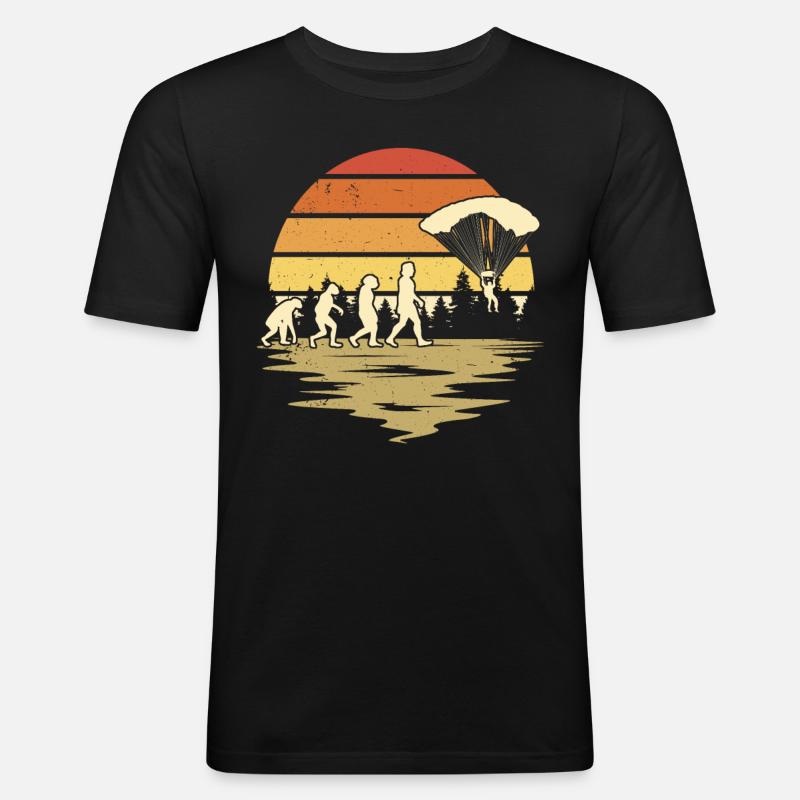 Fallschirmspringer EvolutionFallmschirm Skydive - Männer Slim Fit T-Shirt - Schwarz