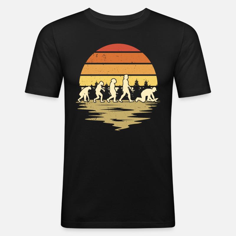 Fliesenleger Evolution Retro - Männer Slim Fit T-Shirt - Schwarz