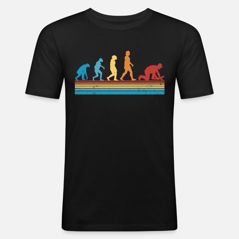 Fliesenleger Evolution Retro - Männer Slim Fit T-Shirt - Schwarz