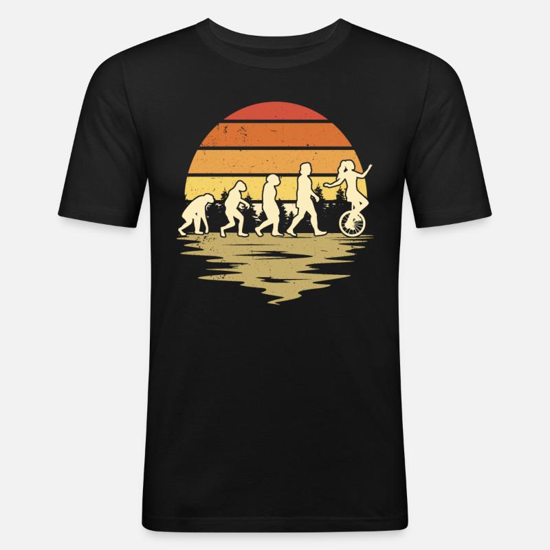 Einrad Evolution Einradfahrer - Männer Slim Fit T-Shirt - Schwarz