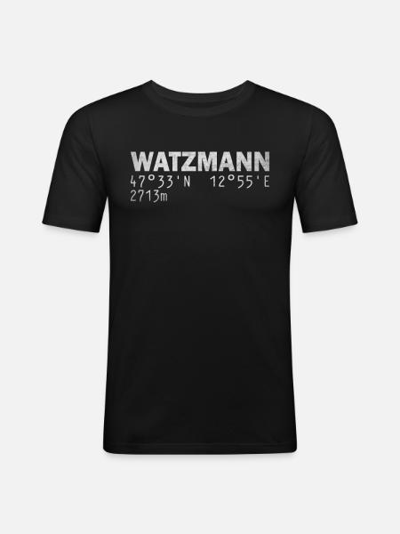 Watzmann Koordinater Højde GPS - Herre Slim Fit T-Shirt - sort