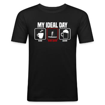 Mein perfekter Tag Stand Up Paddle SUP - Männer Slim Fit T-Shirt - Schwarz - Vorne - Nik (191cm)