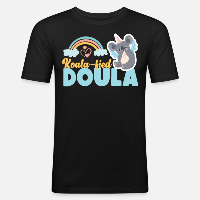Doula Birth Worker Koala - Männer Slim Fit T-Shirt - Schwarz