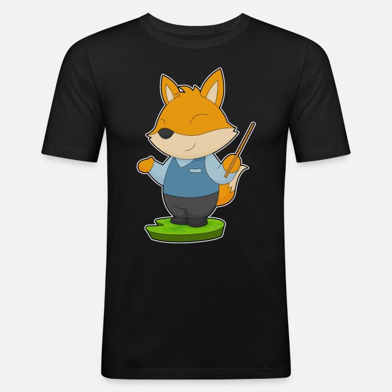Fuchs Lehrer Pointer - Männer Slim Fit T-Shirt - Schwarz