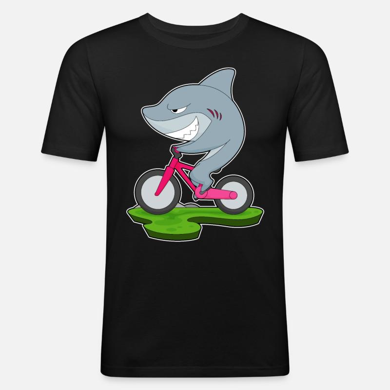 Bicicletta Shark - Maglietta aderente da uomo - nero