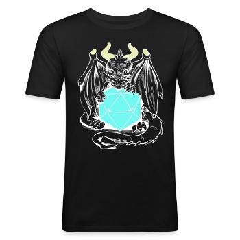 Drachen Kreatur Fabelwesen Märchen Märchenfigur - Männer Slim Fit T-Shirt - Schwarz - Vorne - Nik (191cm)