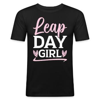 Happy Birthday Schaltjahr 29. Februar Schalttag - Männer Slim Fit T-Shirt - Schwarz - Vorne - Nik (191cm)