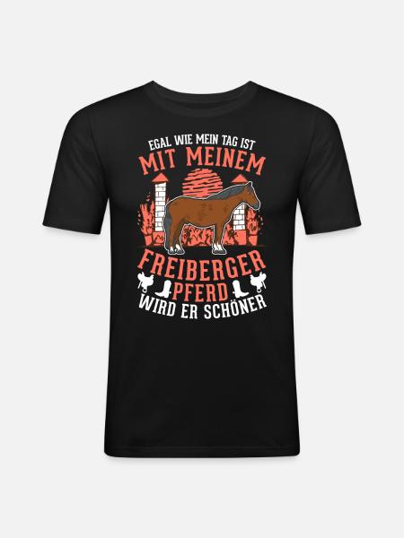 Freiberger Pferd - Männer Slim Fit T-Shirt - Schwarz