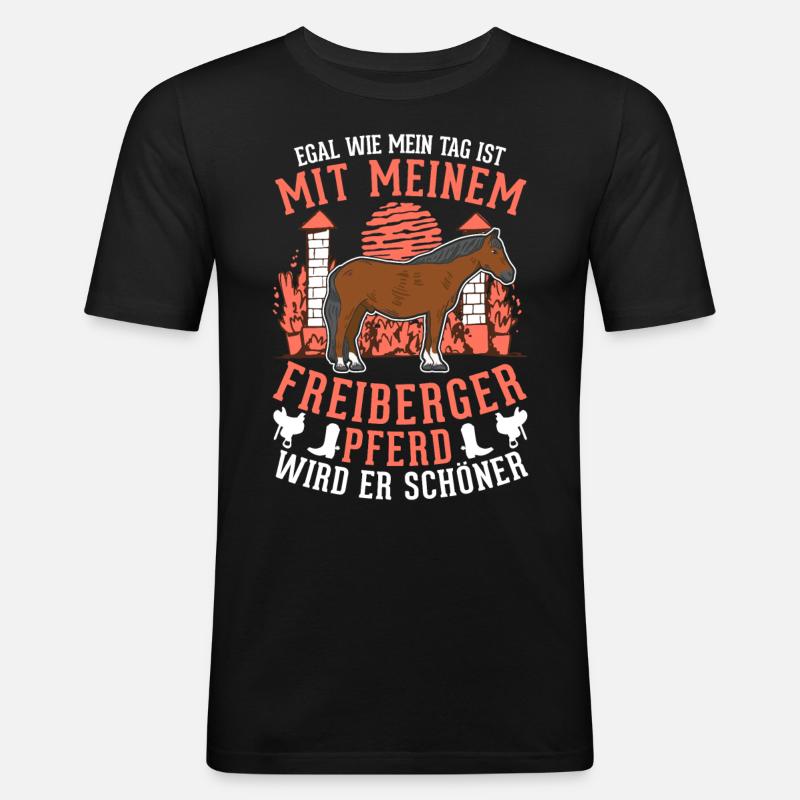Freiberger Pferd - Männer Slim Fit T-Shirt - Schwarz