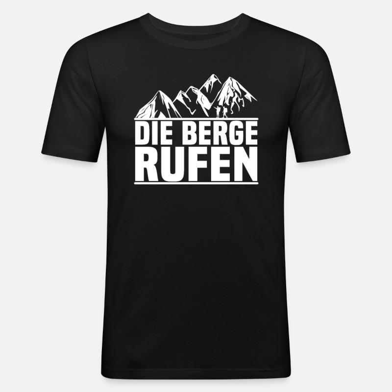 Die Berge rufen Bergsteiger - Männer Slim Fit T-Shirt - Schwarz