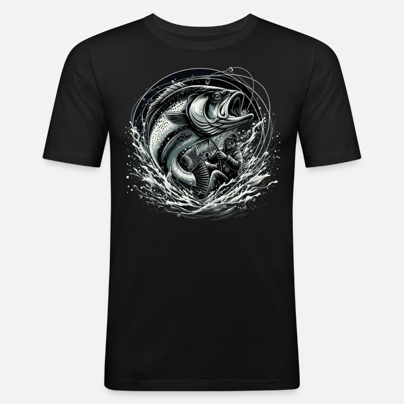 Fishing Angler Dynamic Gift - Men's Slim Fit T-Shirt - black