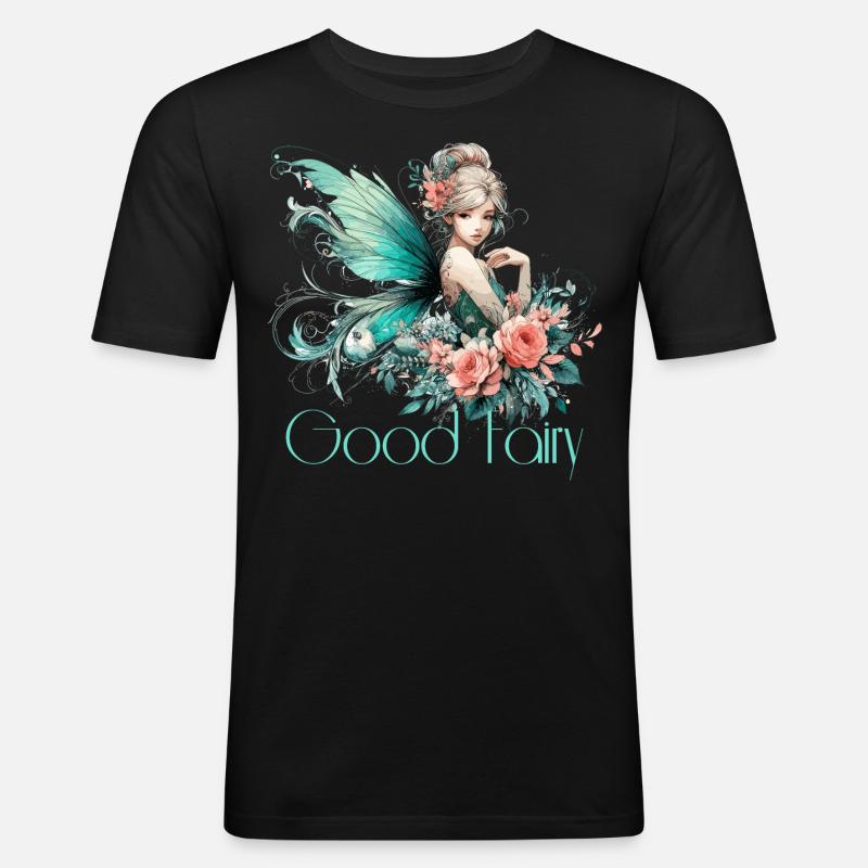 Gute Fee Geschenk - Männer Slim Fit T-Shirt - Schwarz
