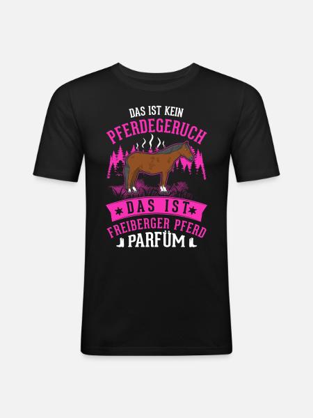 Freiberger Pferd Parfüm - Männer Slim Fit T-Shirt - Schwarz