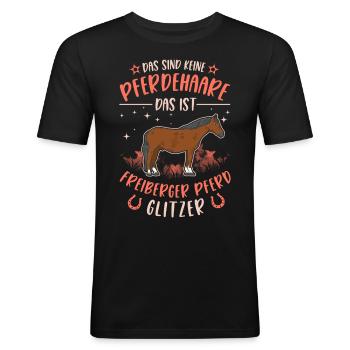 Freiberger Pferd Glitzer - Männer Slim Fit T-Shirt - Schwarz - Vorne - Nik (191cm)