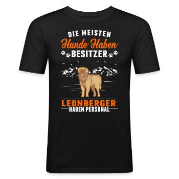 Leonberger Personal - Männer Slim Fit T-Shirt - Schwarz - Vorne - Nik (191cm)