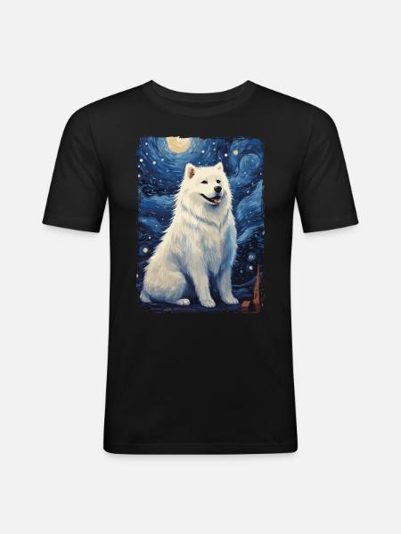 Samoyed Starry Night - Men's Slim Fit T-Shirt - black