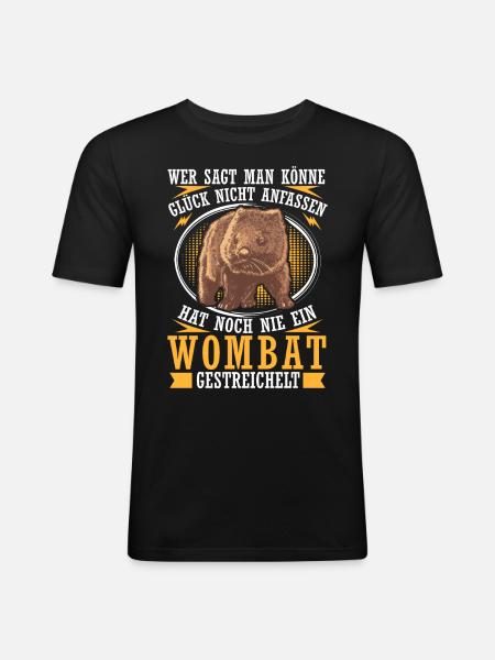 Wombat streicheln Australien Beuteltier - Männer Slim Fit T-Shirt - Schwarz