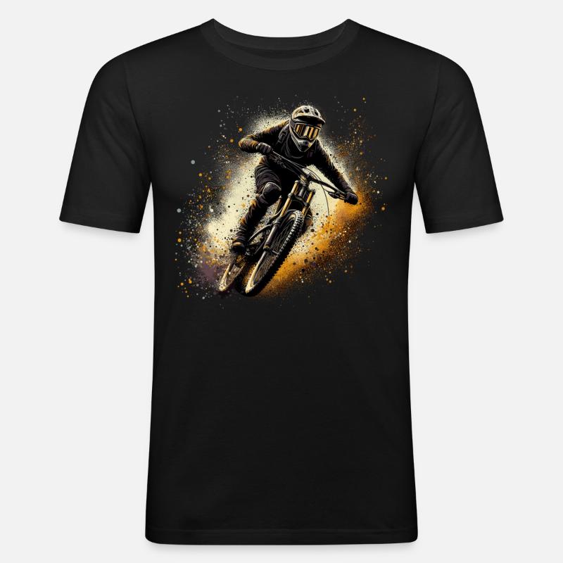 MTB Mountainbiking Mountainbiken Geschenk - Männer Slim Fit T-Shirt - Schwarz