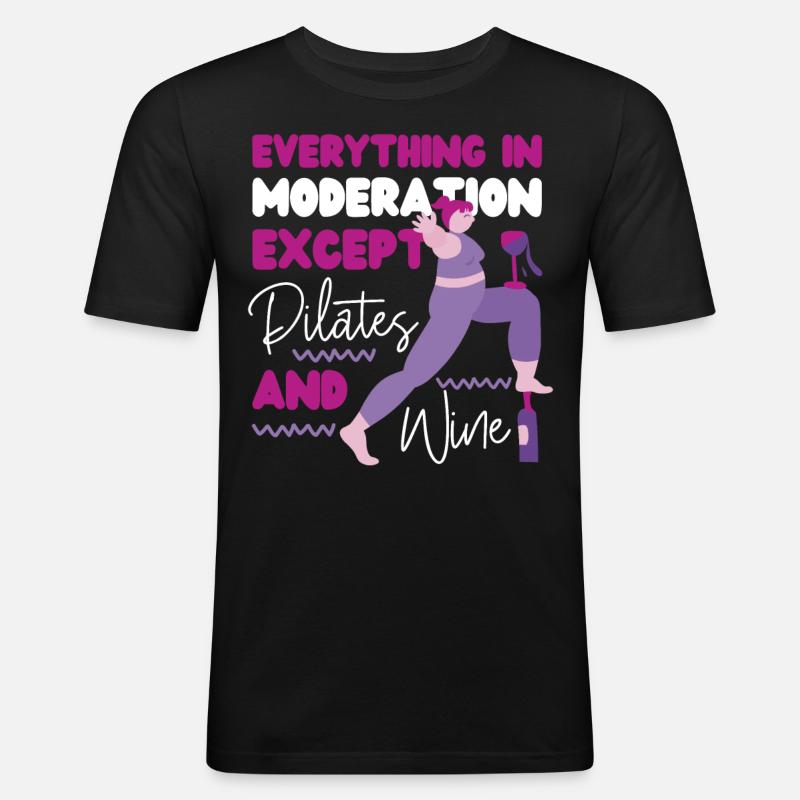 Pilates Instructor Teacher Wine - Männer Slim Fit T-Shirt - Schwarz