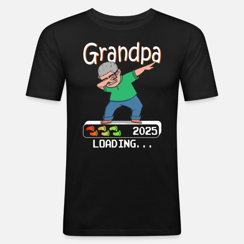 Werdender Opa 2025 loading zukünftiger Großvater - Männer Slim Fit T-Shirt - Schwarz