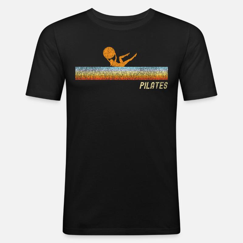 Pilates Instructor Teacher Retro - Männer Slim Fit T-Shirt - Schwarz