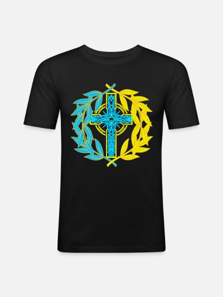 Ukraine Cross Crucifix Crosses - Men's Slim Fit T-Shirt - black