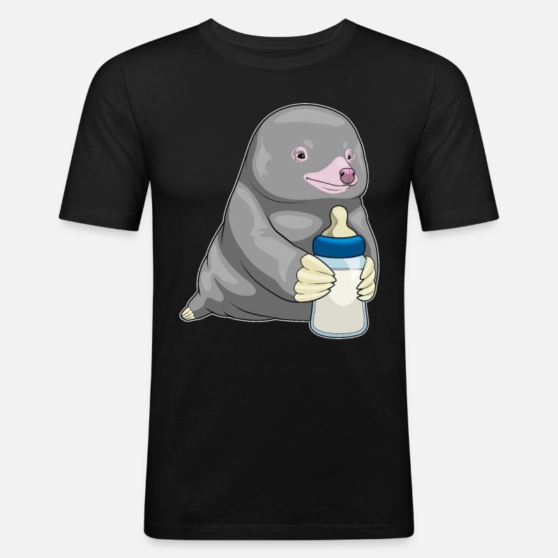 Mole Lait de biberon - T-shirt près du corps Homme - noir