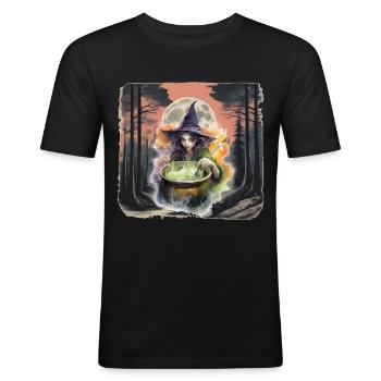 Wald Hexe Halloween Märchenfigur Kind - Männer Slim Fit T-Shirt - Schwarz - Vorne - Nik (191cm)