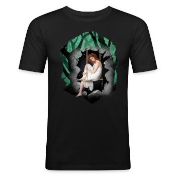 Girl, Forest, Sensual, Romantic - Men's Slim Fit T-Shirt - black - Front - Nik (191cm)