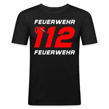 Firefighter Tshirt Firefighter Firefighter 112 - Men's Slim Fit T-Shirt - black - Front - Nik (191cm)
