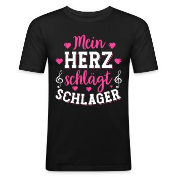 Schlager Tshirt Women's Schlager Party Costume Party - Men's Slim Fit T-Shirt - black - Front - Nik (191cm)