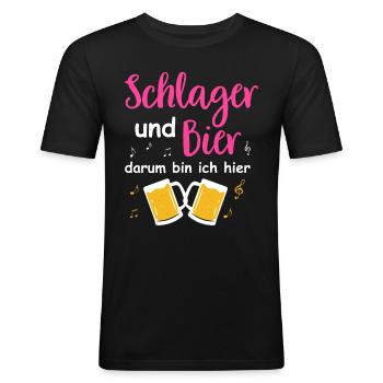 Schlager Tshirt Women's Schlager Party Costume Party - Men's Slim Fit T-Shirt - black - Front - Nik (191cm)