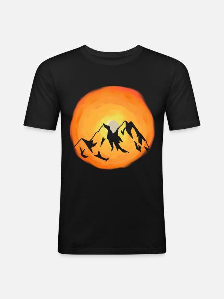 Sunshine, Mountains, Wilderness, Sunrays, Mountain - Men's Slim Fit T-Shirt - black
