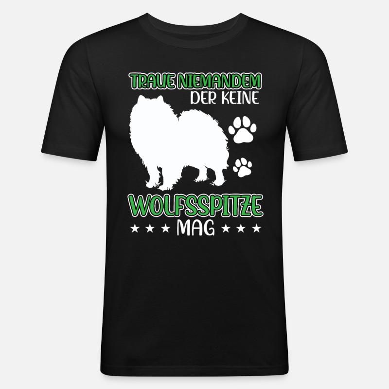 Wolfspitz don't trust Keeshond - Men's Slim Fit T-Shirt - black